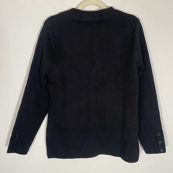 Kancy Kole Cardigan Blazer Knit NWT Gorgeous Navy Blue Pockets Office Capsule - Picture 3 of 13